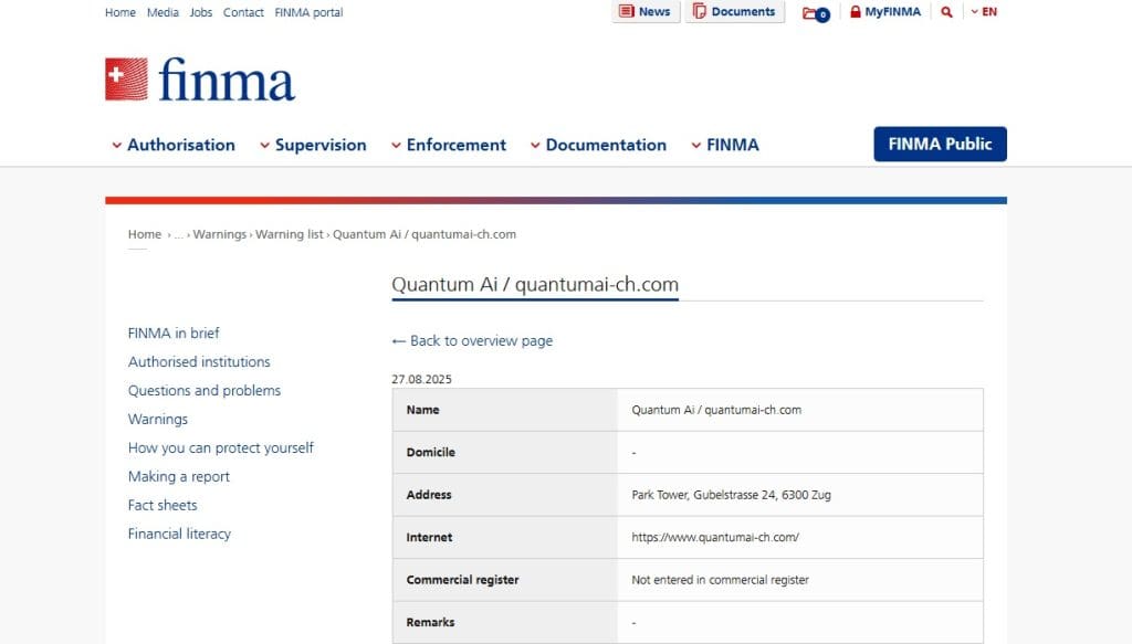 Quantum-Ai-quantumai-ch-com-Warning-list-FINMA