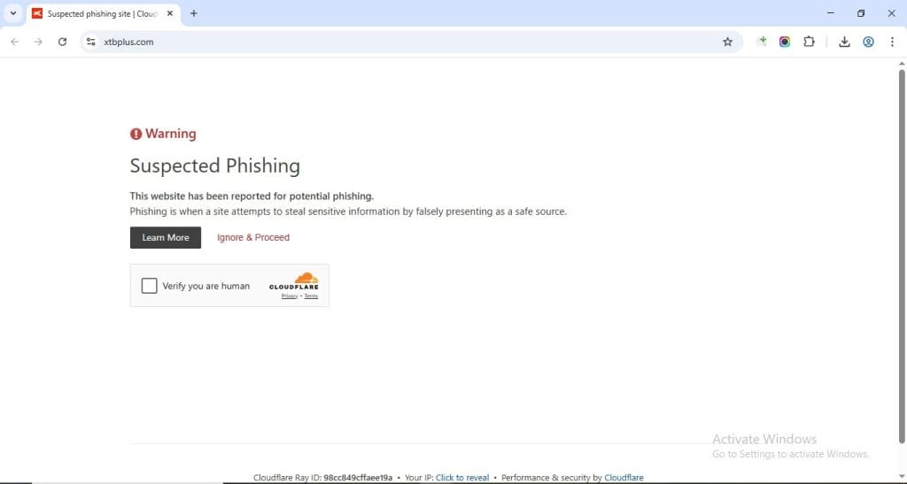 xtbplus.com is a suspected phishing website reported
